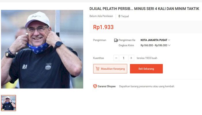 Terpampang di Situs E-Commerce: Dijual Pelatih Persib ..... Minus Seri 4 Kali dan Minim Taktik